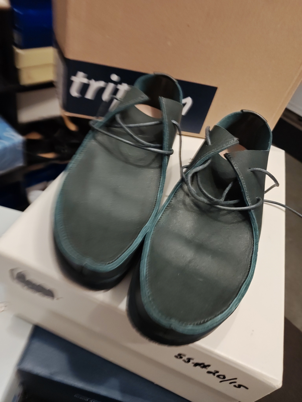Classic Trippen Leather Lace-Up Shoes in Dark Green 39 - Picture 9 of 15